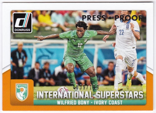 ウィルフリード・ボニー 2015 Panini Donruss International Superstars Silver Press Proof 039/199 Wilfried Bony