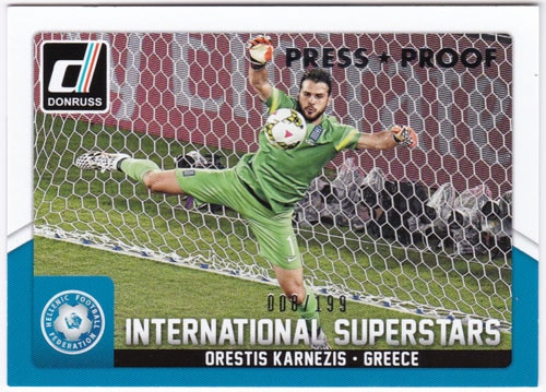 オレスティス・カルネジス 2015 Panini Donruss International Superstars Silver Press Proof 008/199 Orestis Karnezis