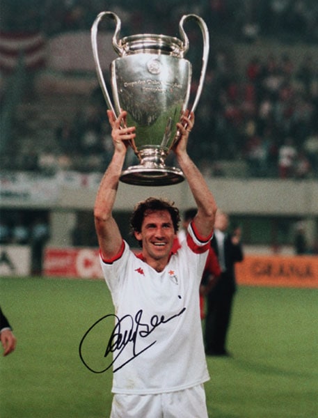 フランコ・バレージ 直筆サインフォト ACミラン 1990 ユーロピアンカップ ウィナー (Franco Baresi Signed AC Milan Photo: European Cup Winner)