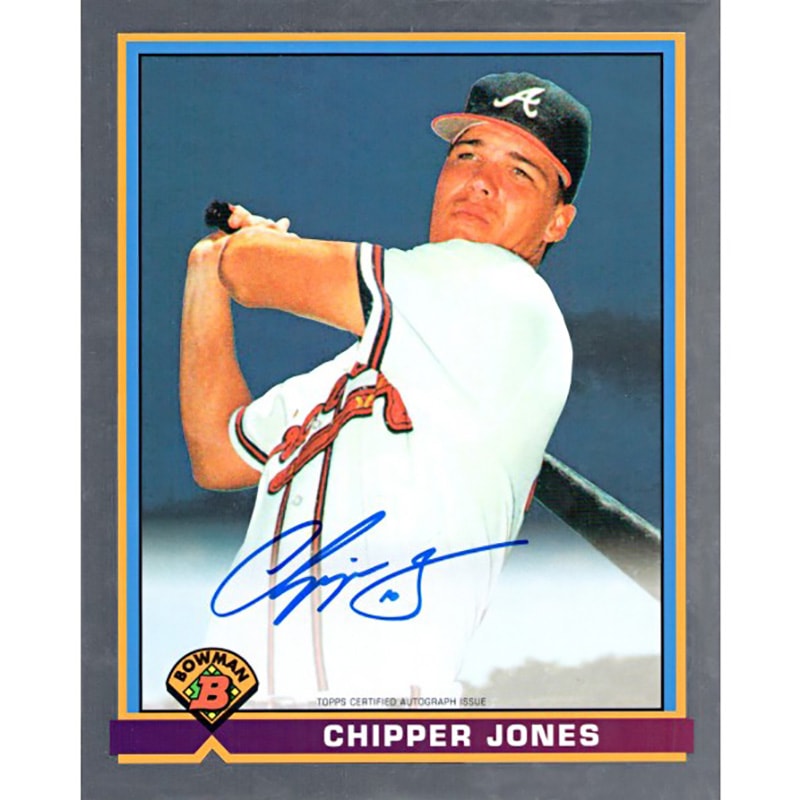 チッパー・ジョーンズ 1991 Bowman ルーキーカードデザイン 直筆サイン入り8x10フォト / Chipper Jones Autographed 1991 Bowman 8 X 10 Jumbo Card