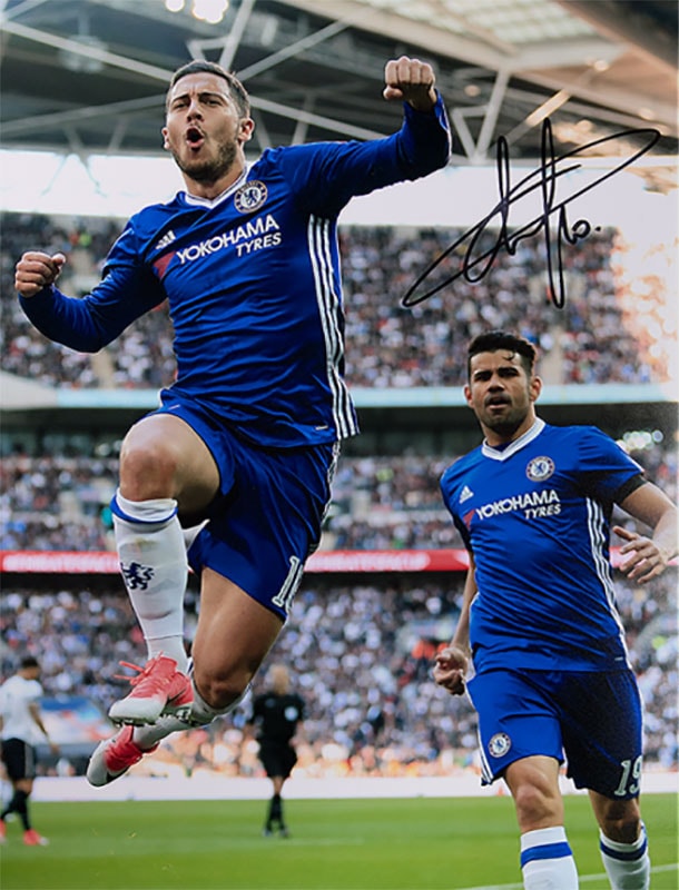 エデン・アザール チェルシー ゴール vs トッテナム・ホットスパーFC 直筆サインフォト Eden Hazard Signed Chelsea Photo: Goal vs Tottenham Hotspur　8/16再入荷