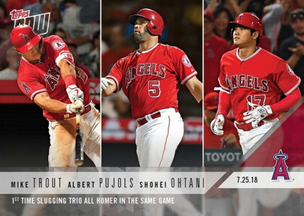 大谷翔平&アルバート・プホルス＆マイク・トラウト #502 MLB 初トリオホームラン カード Albert Pujols,Mike Trout,Shohei Ohtani - 07/25/2018 TOPPS NOW CARD 8/9入荷！