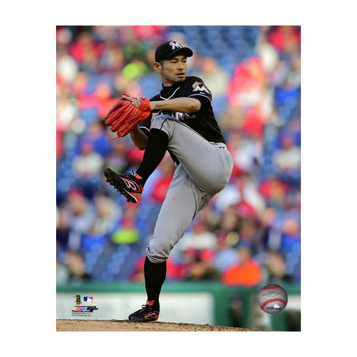 イチロー 2015 アクション 8x10 フォト フロリダ・マーリンズ フォト