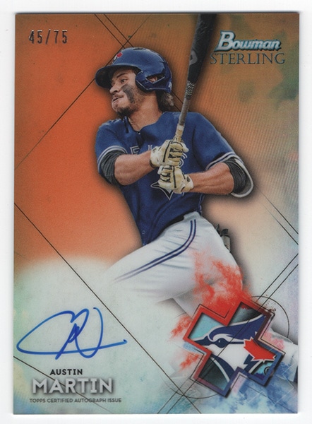 Austin Martin MLB 2021 Bowman Sterling Autographs Orange 45/75