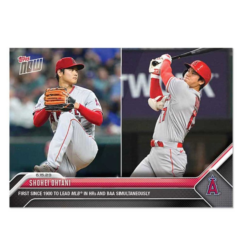 大谷翔平 #445 1900年以降初の本塁打両リーグトップ＆被打率の低い投手となった記念カード First Since 1900 To Lead MLB In HRs And BAA Simultaneously - Shohei Ohtani 2023 MLB Topps Now Card
