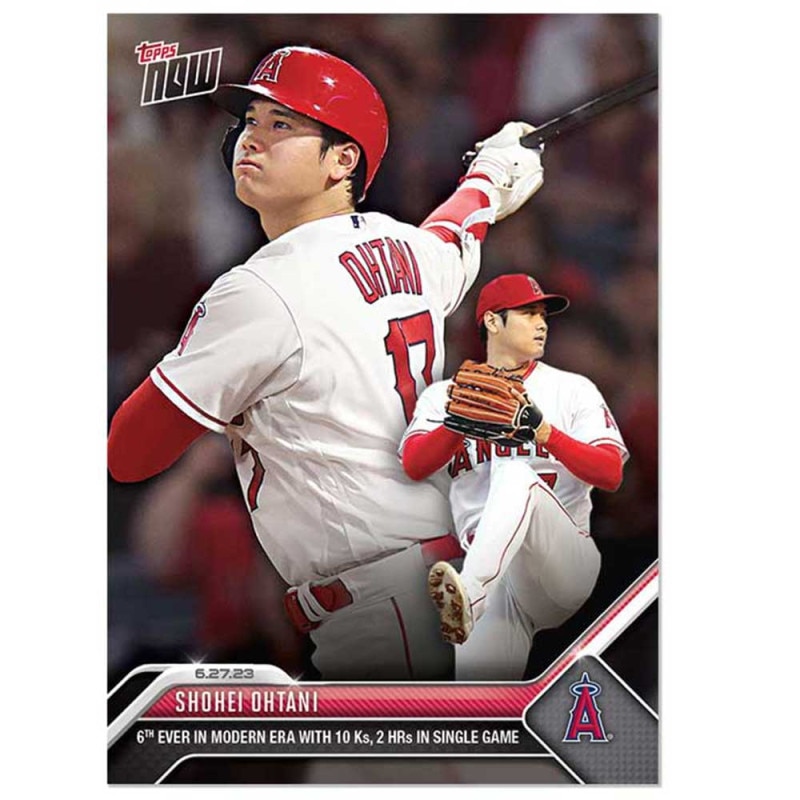 大谷翔平 #505 1試合で10奪三振、2本塁打の活躍をした記念カード 6Th Ever In Modern Era With 10Ks,2HRs In Single Game - Shohei Ohtani 2023 MLB Topps Now Card