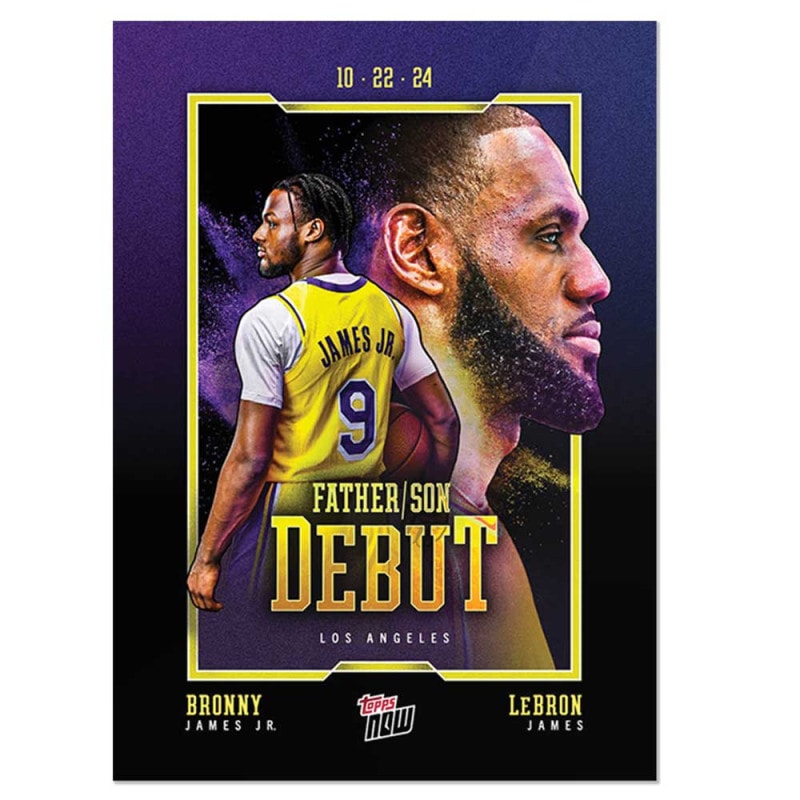 LeBron James/Bronny James #1 NBA史上初となる親子での出場を記念したカード-2024 Topps Now Card 12/3入荷