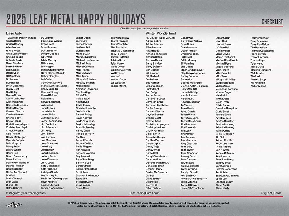 2025 Leaf Metal Happy Holidays Box 12/12入荷 ｜カード