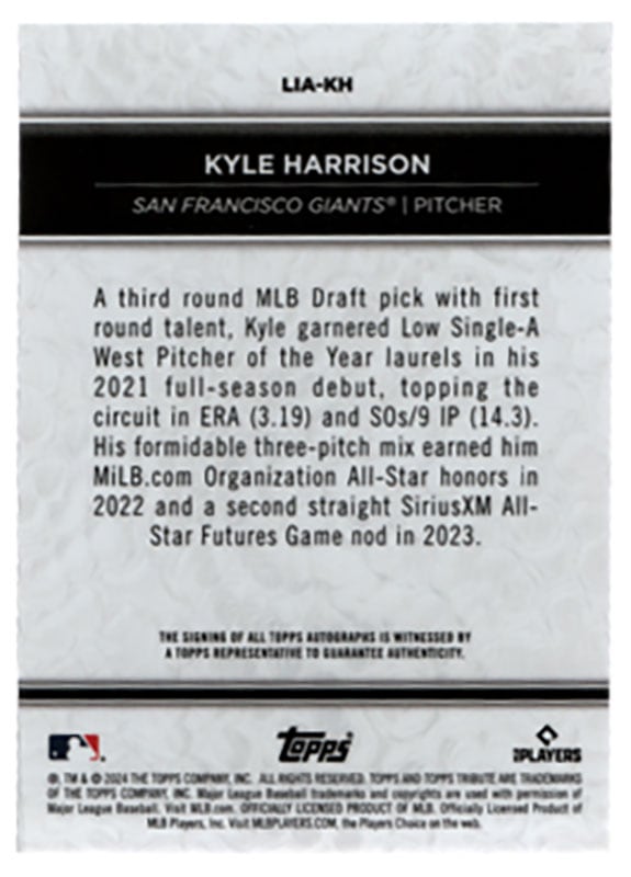 カイル・ハリソン/Kyle Harrison 2024 Topps Tribute auto 56/99