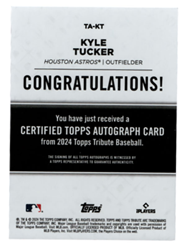 カイル・タッカー/Kyle Tucker 2024 Topps Tribute auto 47/75