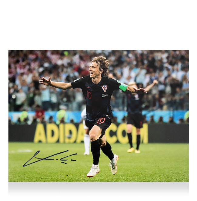 륫ɥå ľɮե ɽ 2018 FIFA ɥå  vs 를 (Luka Modric Signed Croatia Photo: 2018 FIFA World Cup Goal vs Argentina 2/13١