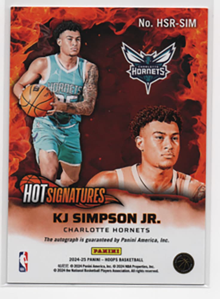 KJ Simpson Jr.【2024-25 Panini Hoops】RC Auto ｜カード