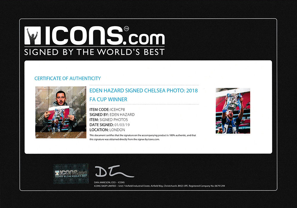 エデン・アザール チェルシー 2018 FA カップ ウィナー 直筆サイン