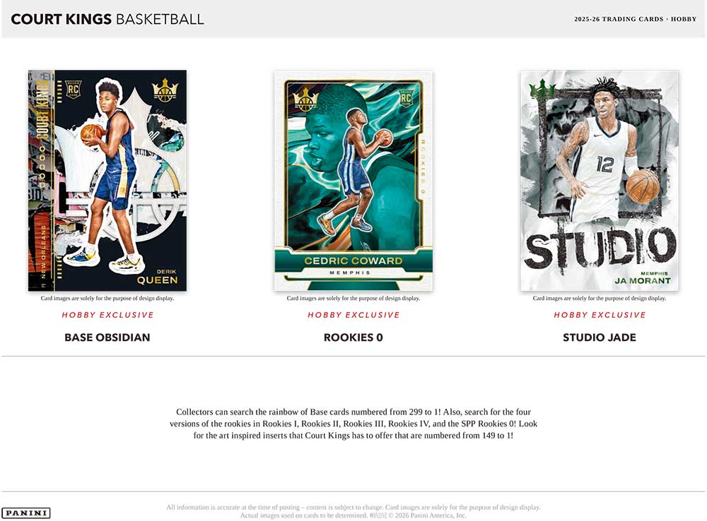 予約）2025-26 Panini Court Kings Basketball Hobby Box 7/25入荷予定