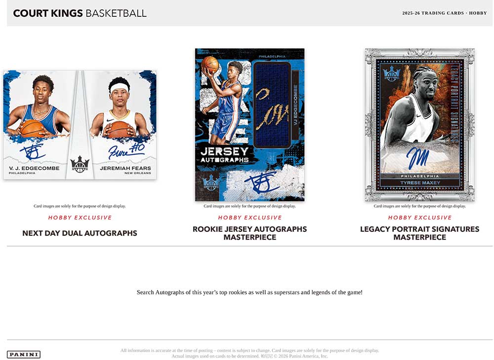予約）2025-26 Panini Court Kings Basketball Hobby Box 7/25入荷予定