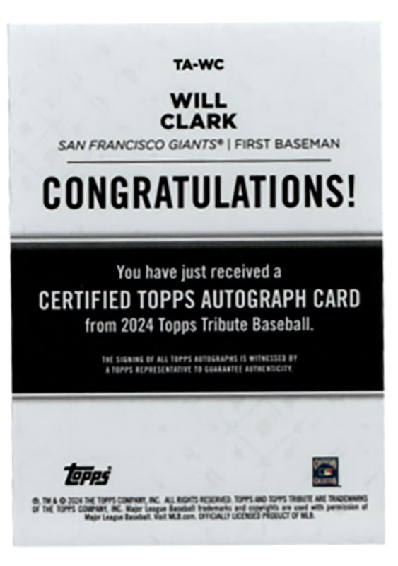 Will Clark auto 証明書有 Will Clark auto 証明書有 Will Clark Baltimore Orioles 2021