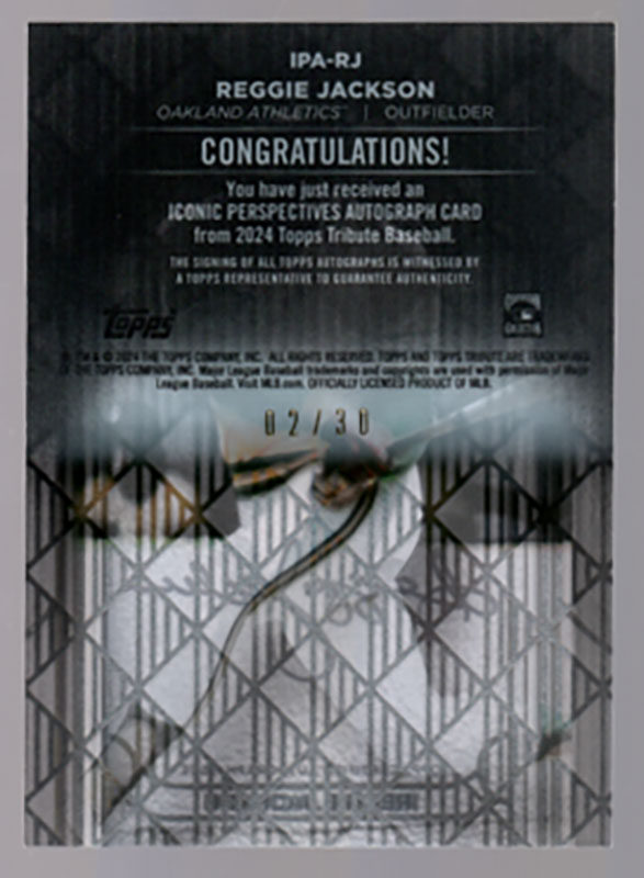 レジー・ジャクソン/Reggie Jackson 2024 Topps Tribute auto 02/30