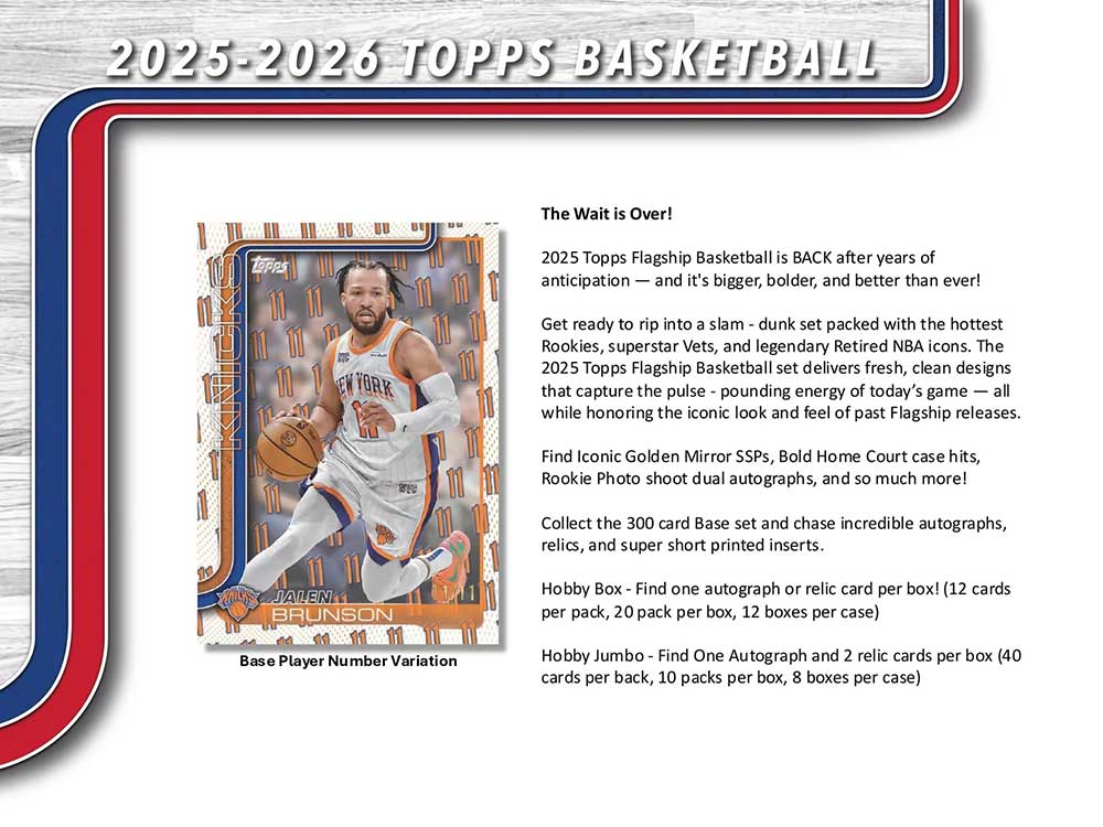 予約）NBA 2025-26 Topps Basketball Jumbo Box 10/25入荷予定