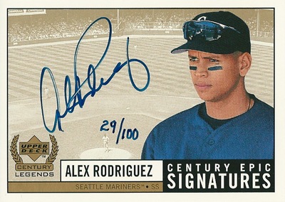 å ɥꥲ MLB 1999 UD Century Legends Epic Signatures Century 100ꡪ029/100 / Alex Rodriguez