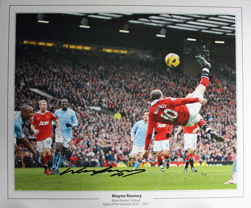 ウェイン・ルーニー 直筆サイン入りフォト オーバーヘッドキック