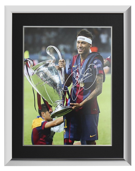 ͥޡ Jr. ľɮե  2014-15 FC Х륻 UEFAԥ󥺥꡼եʥ륦ʡ (Signed Neymar Jr. Barcelona Photo UCL 2015 Final Winners)