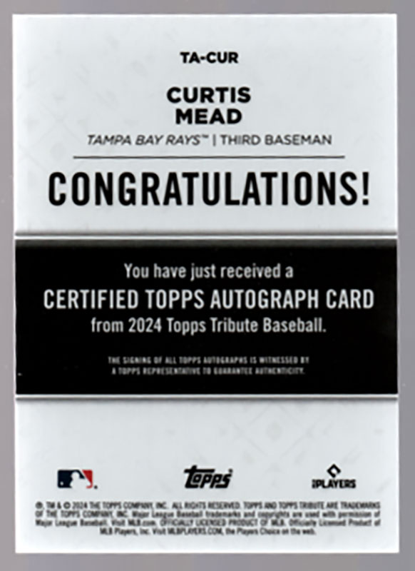 カーティス・ミード/Curtis Mead 2024 Topps Tribute auto 036/199