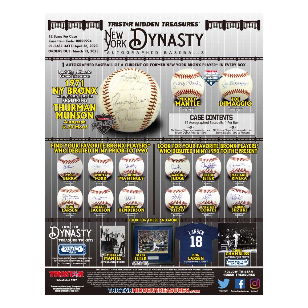 2023 Tristar Hidden Treasures New York Dynasty Autographed Baseball ܥåBoxˡ4/27