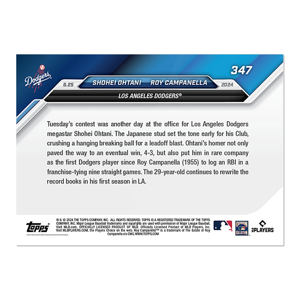 大谷翔平 #347 ドジャースの選手でロイ・キャンパネラ以来69年