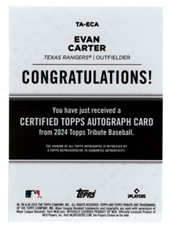 エバン・カーター/Evan Carter 2024 Topps Tribute auto 46/75
