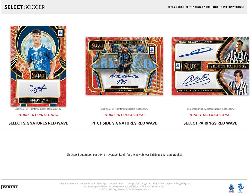 2025-26 Panini Select Serie A Soccer Hobby International Box 5/12