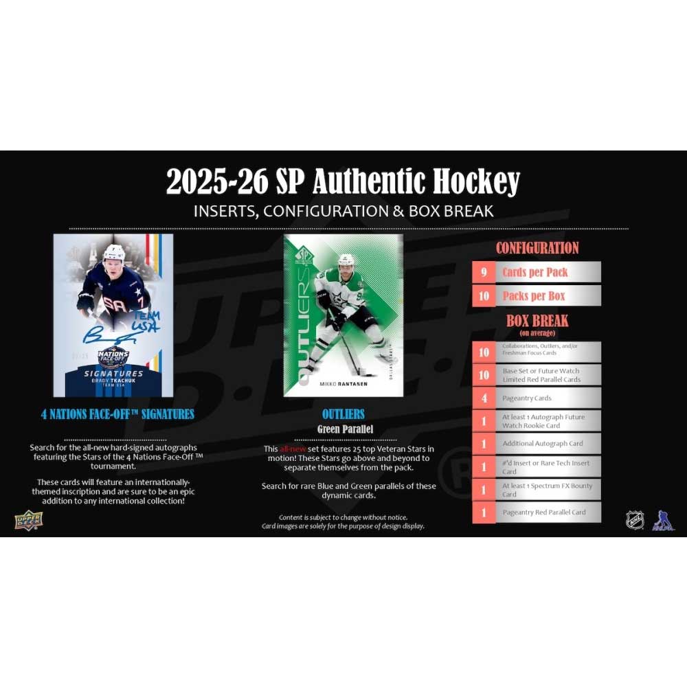 NHL 2025-26 UD SP Authentic Hockey Hobby Box 6/25入荷！！ ｜カード