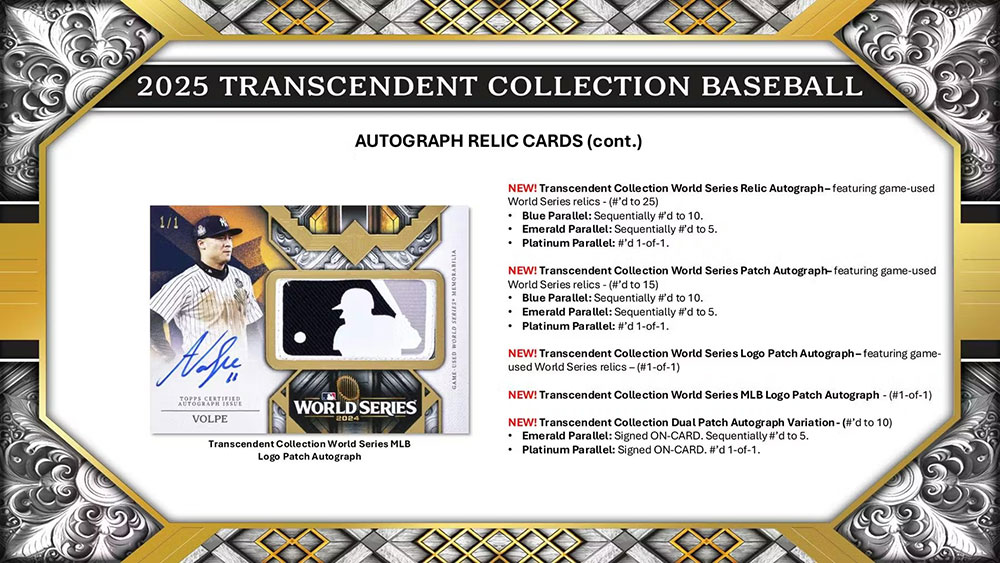 MLB 2025 Topps Transcendent Collection Baseball Hobby 4/2発売