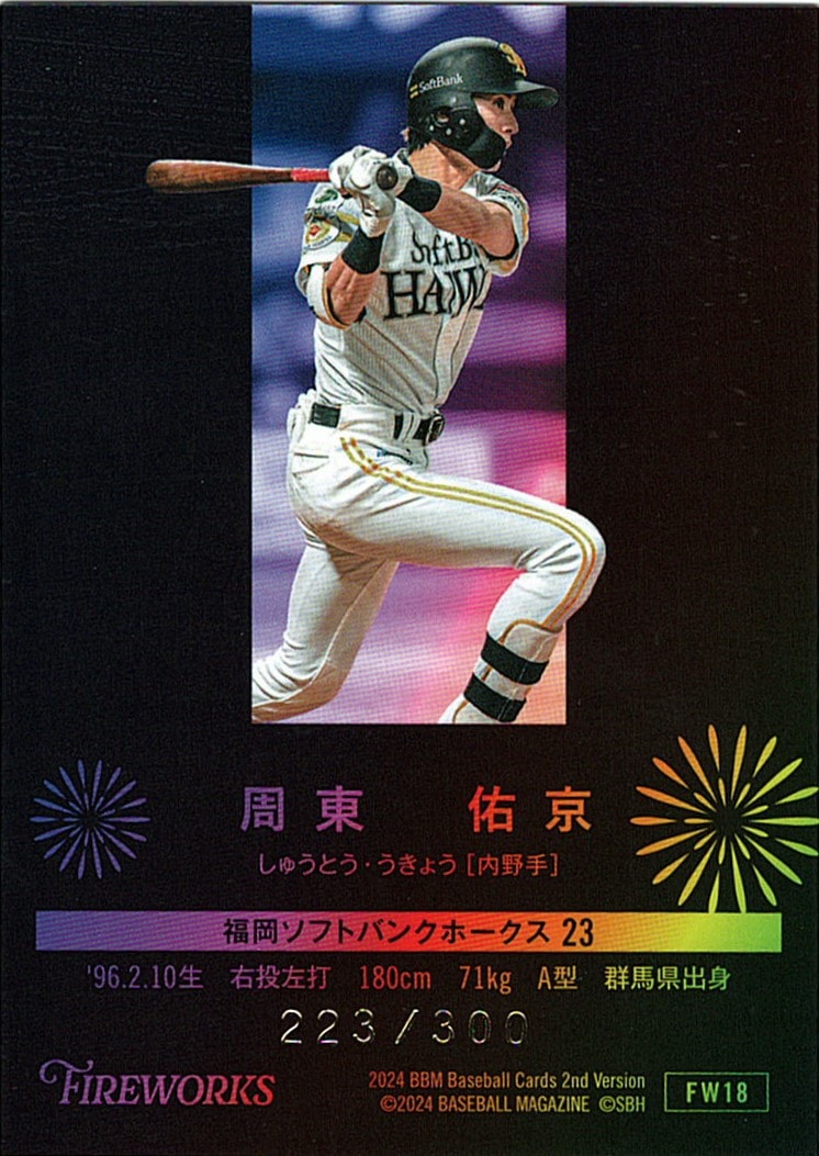 Amazon.co.jp: BBM2023福岡ソフトバンクホークス 周東佑京選手