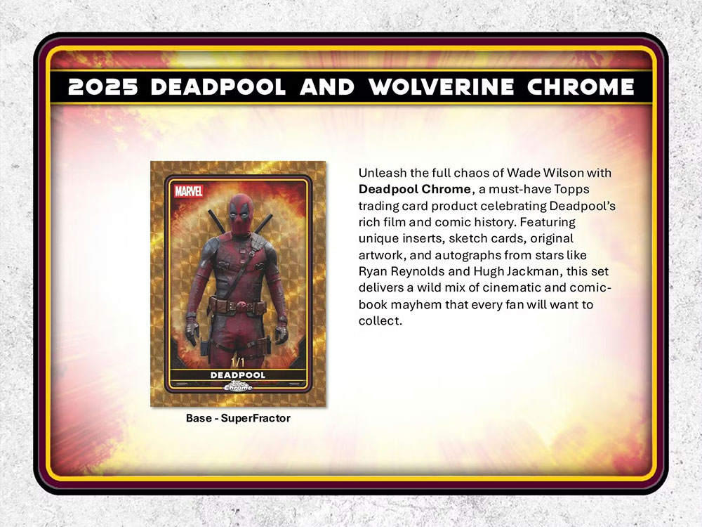 2025 Topps Chrome Marvel Deadpool Hobby Box 4/2入荷 ｜カード