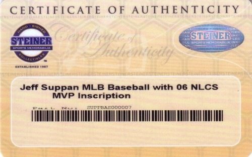 ジェフ・スーパン 直筆サインボール/06 NLCS MVP インスクリプション