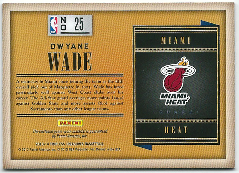 ɥ󡦥 NBA Dwyane Wade 13-14 Timeless Treasures Treasured Threads