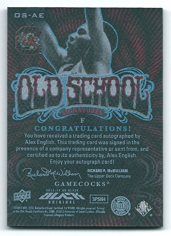 アレックス・イングリッシュ 201314 UD Black Old School Signatures Alex English Auto