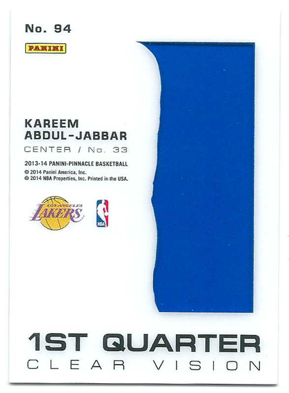 カリーム・アブドゥル＝ジャバー 2013-14 Panini Pinnacle Clear