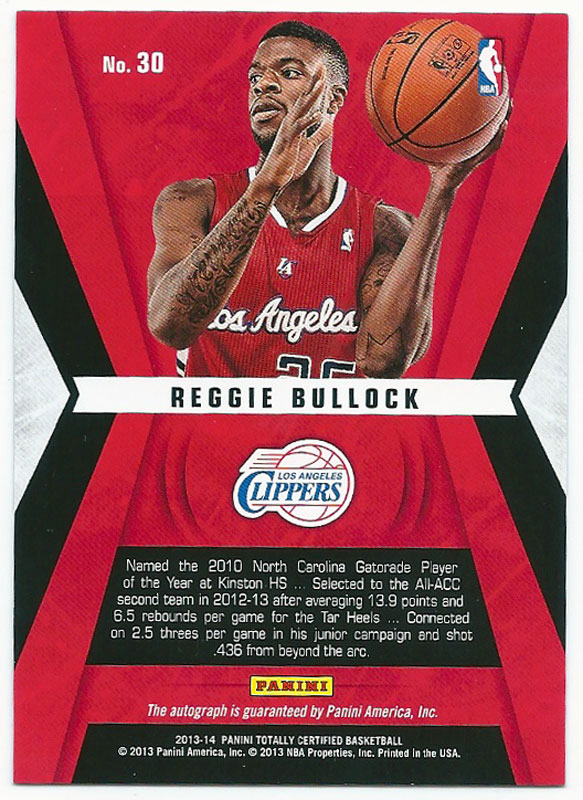 쥸֥å 2013-14 Panini Totally Certified Rookie Roll Call Reggie Bullock Auto