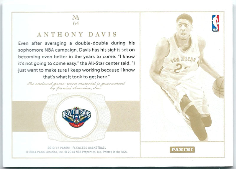 Anthony Davis 2013-14 Panini Flawless Patches 21/25 ｜カード 