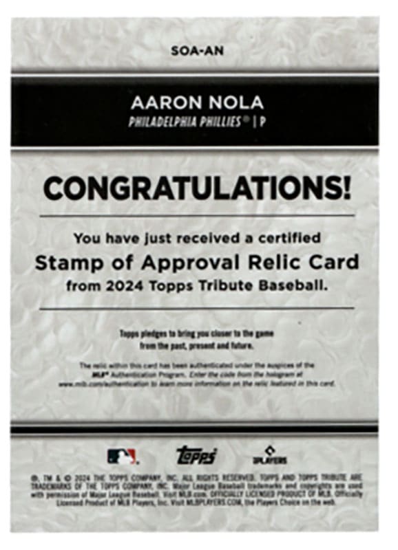 Aaron Nola 2024 Topps Tribute 75/99 ｜カードファナティック公式通販