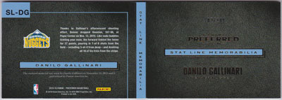 ダニーロ・ガリナリ 2015-16 Panini Preferred Stat Line Jersey 102