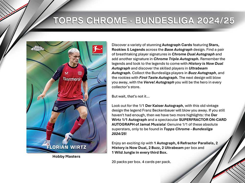 2024-25 Topps Chrome Bundesliga Soccer Hobby Box 7/15入荷
