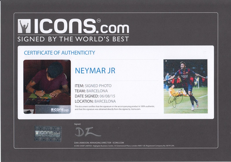 ͥޡ Jr. ľɮե  2014-15 FC Х륻 UEFAԥ󥺥꡼եʥ르 (Signed Neymar Jr. Barcelona Photo UCL 2015 Final Goal)