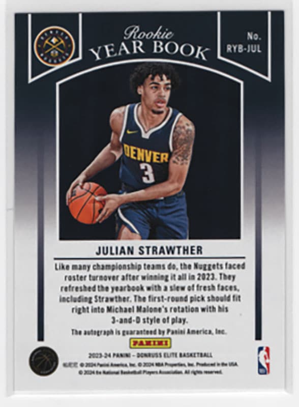 Julian Strawther【2023-24 Panini Donruss Elite】Auto ｜カード