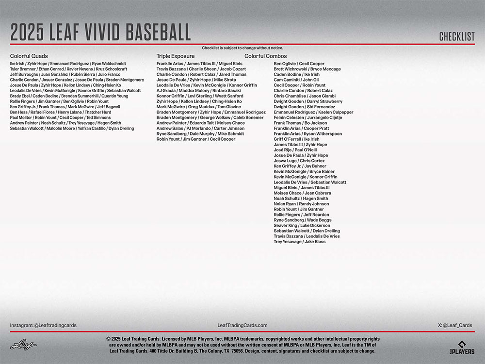 2025 Leaf Vivid Baseball Hobby Box 11/5入荷 ｜カードファナティック