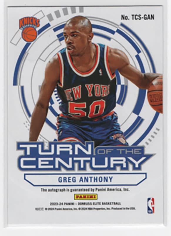 Greg Anthony【2023-24 Panini Donruss Elite】Auto ｜カード