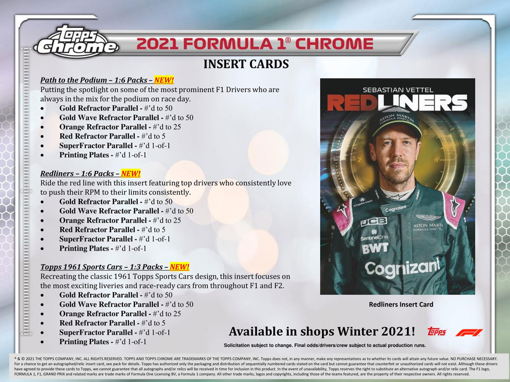 2021 Topps Formula 1 Chrome Hobby Lite 3/9入荷 ｜カード