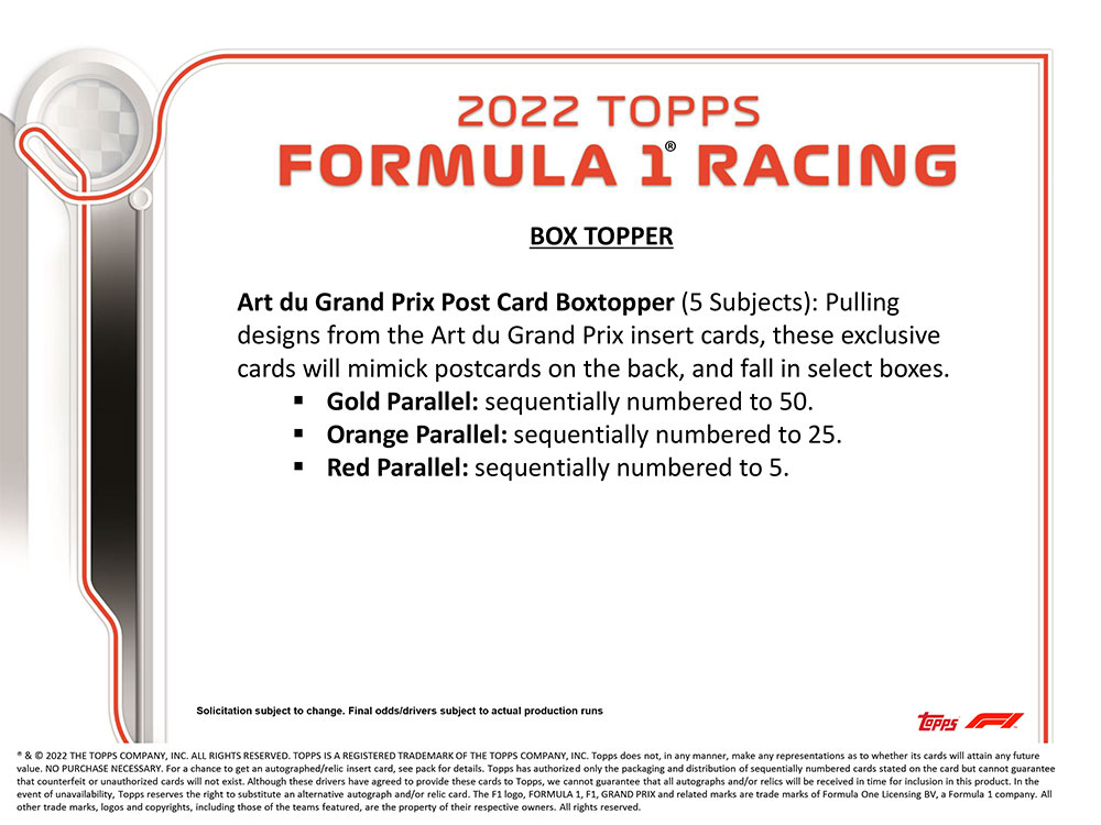 2022 Topps Formula 1 Racing Trading Cards 12/2入荷！ ｜カード