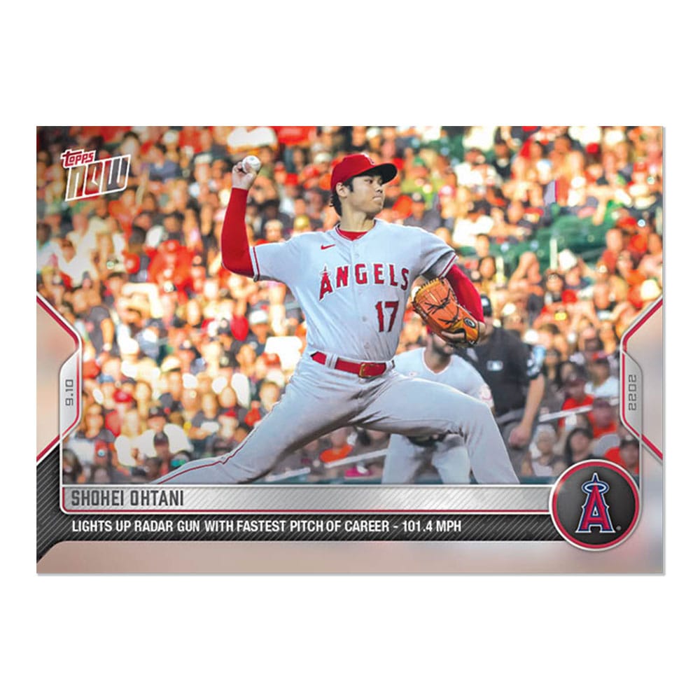 ëʿ #879 ʺ®101.4ޥ163ˤޡǰ Lights Up Radar Gun with Fastest Pitch of Career - 101.4MPH - Shohei Ohtani 2022 MLB Topps Now Card